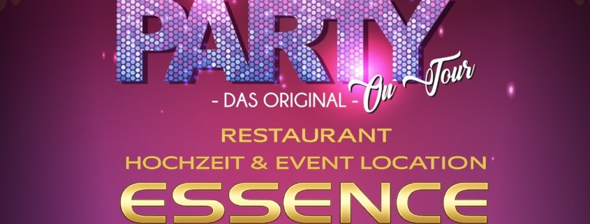 Plakat für die „Die Schlager Party – Das Original on Tour“ am 12. September 2026 im Restaurant Essence in Hagen mit DJ Andre und DJ Toni. Schlager, Discofox und mehr. Eintritt ab 12 €, Einlass 19 Uhr, Veranstaltungszeit 20–01 Uhr.