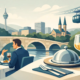 Geschäftsessen in Hagen mit Blick auf die Stadt – Business-Dinner in stilvoller Restaurant-Atmosphäre mit gutem Essen, Wein und entspannter Gesprächsatmosphäre.