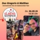 Duo Gregorio & Mattheo: Veranstaltungsplakat zum Elbers Sommer 2026: Duo Gregorio & Mattheo mit sommerlichen Hits und italienischem Flair am Donnerstag, 6. August 2026, um 18:30 Uhr. Das Plakat zeigt die beiden Musiker sowie eine Akustikgitarre und Bühnenequipment.