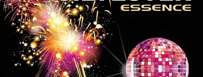 Silvesterparty im Essence - Bild mit Feuerwerk und Logo "Restaurant Essence"