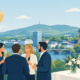 Jubiläumsfeier mit Gästen, Sektempfang und Catering vor malerischer Stadtkulisse in Hagen.