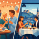 Illustration zum Vergleich zwischen privater Feier mit Geburtstagstorte und festlichem Restaurantabend mit Dinner und Wein in Hagen.